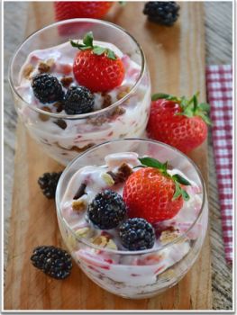 Shape up with berries and nuts on yoghurt